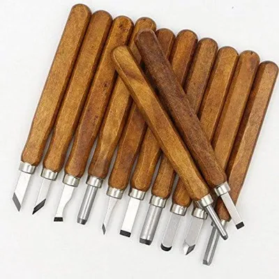 Produktbild von 12-teiliges Holz- und Metall-Setset für Holzbearbeitung - Holzschlagschraubenset - Holzbearbeitungswerkzeug aus Holz und Edelstahl