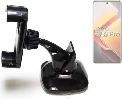 Produktbild von K-S-Trade kompakte Handy-Halterung Windschutzscheibe kompatibel mit Vivo iQOO Z9s Pro Armaturenbrett schwarz Autohalterung KFZ Halter