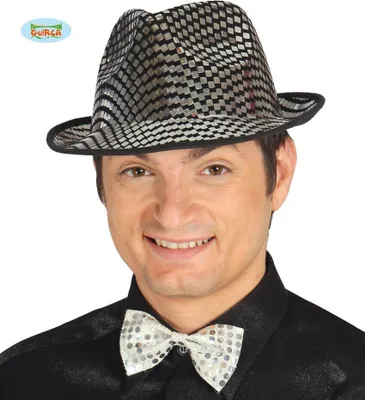 Produktbild von Silberner Gangster Hut mit Pailletten für Erwachsene