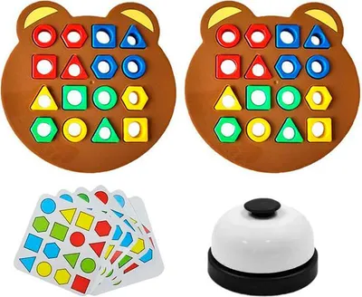 Immagine prodotto di Gioco Didattico da Tavolo Forme e Colori per Bambini 1 2 Giocatori con Carte e Campanella Logica dai 3 Anni