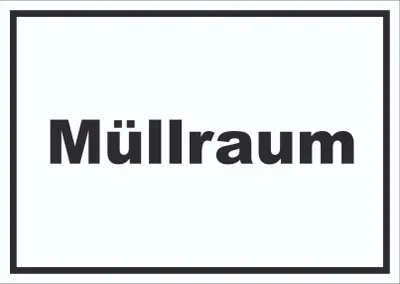 Produktbild von Müllraum Schild mit Text Abfall Mülltrennung waagerecht A4 Rückseite selbstklebend