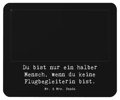Produktbild von Mr. & Mrs. Panda Mouse Pad Flugbegleiterin Herz - Schwarz - Geschenk, Lustig, Witzig, Mousepad, pc mausunterlage, Stewardess, Beruf, mauspad laptop, Spruch