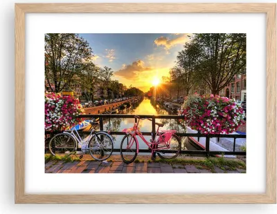 Produktbild von Gerahmtes Poster - Rahmen in heller Eiche - Bikes Kanal Amsterdam Architektur - 40x30 cm - Wand Bild - Wanddeko - Wandbilder - Wandposter - Bilderrahmen - Bilder - Kunstdruck - P2NAA40x30-3081