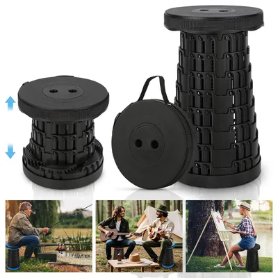Produktbild von Vigevee 4x Tragbarer Klappstuhl Schwarz, Teleskop Hocker faltbar höhenverstellbar, Campinghocker bis 150 kg