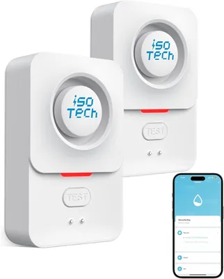 Produktbild von Wassermelder WLAN Wassersensor WiFi Alarm App-Benachrichtigung für Bad Keller Küche 2er Pack
