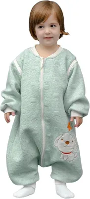 Productafbeelding van Famanu slaapzak voor baby's met afneembare mouwen - Unisex winter slaapzak met hondenprint
