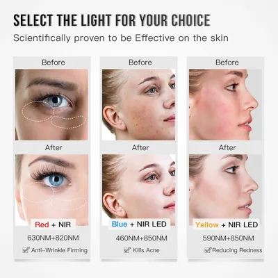 Immagine prodotto di Terapia della luce - Terapia con luce rossa - Terapia LED - Maschera LED - Luce rossa a infrarossi a corto raggio - per il viso