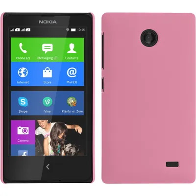 Produktbild von PhoneNatic Case kompatibel mit  Nokia X / X+ - Hülle rosa gummiert Hard-case + 2 Schutzfolien