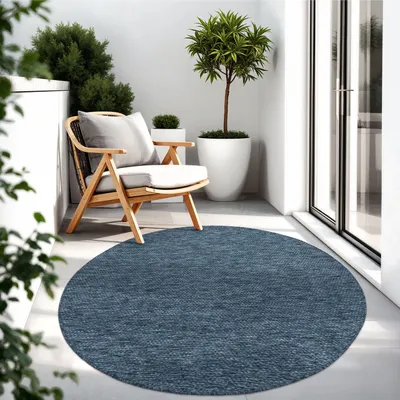 Produktbild von TT Home Teppich Für Outdoor Küchenteppich Balkon Terrasse Unifarbenes Design Modern Größe 80 cm Rund