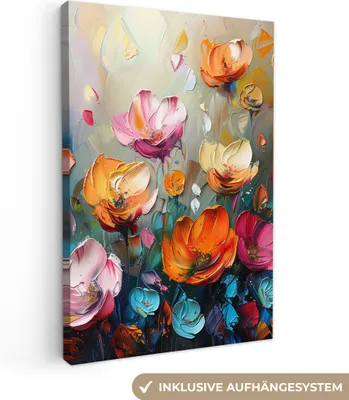 Produktbild von Leinwand Bilder 60x90 cm - Blumen - Abstrakt - Malerei - Natur, Bilder, Deko, Wanddeko, Leinwand Bilder