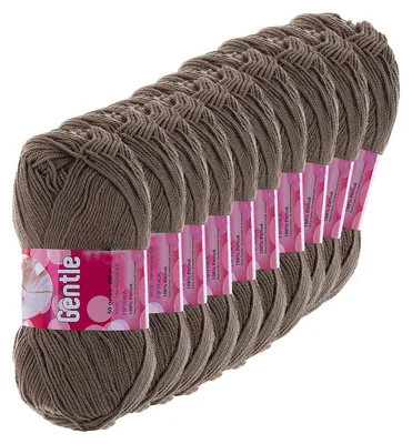 10 x 50g Lanoso Gentle ägyptische Baumwolle Sommergarn uni Strickgarn Häkelgarn graubraun