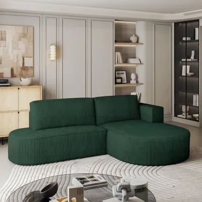 Produktbild von Masseno Ecksofa CORTIO P R-S mit Schlaffunktion L-Form, Sofa mit Bettkasten, Wohnzimmersofa, Couch, Soffa, Bettsofa, Couchgarnitur- Grün, POSO 14