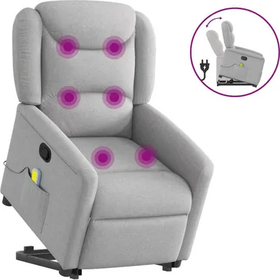 Produktbild von Massagesessel mit Aufstehhilfe Wolkengrau Stoff