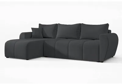 Image de AX LIVING Canapé d'angle avec fonction sommeil Malatya L Mini canapé gris foncé G
