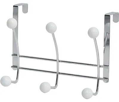 Produktbild von Kleiderhaken aus metall mit 6 keramikhaken - chrom weiss - Tendance