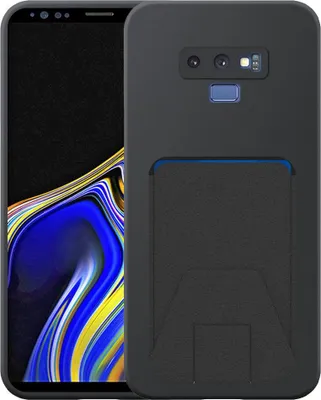 Image de Etui pour téléphone Samsung Galaxy Note 9 avec porte-cartes en cuir ajustable - Coque arrière flexible en silicone TPU avec porte-cartes en cuir ajustable - Noir - Smartphonics