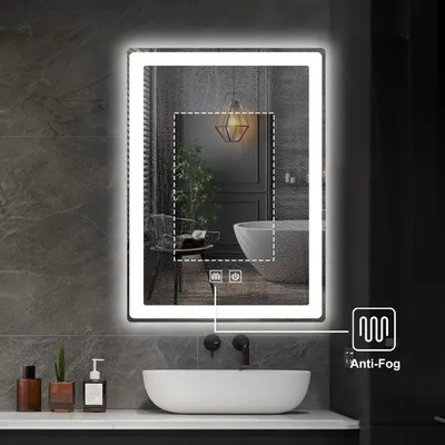 Zdjęcie produktu dla IREDA Lustro łazienkowe z oświetleniem LED, 80 x 60 cm