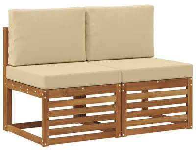 Zdjęcie produktu dla vidaXL 2 sztuki Sofa ogrodowa z litego drewna akacjowego Naturalny