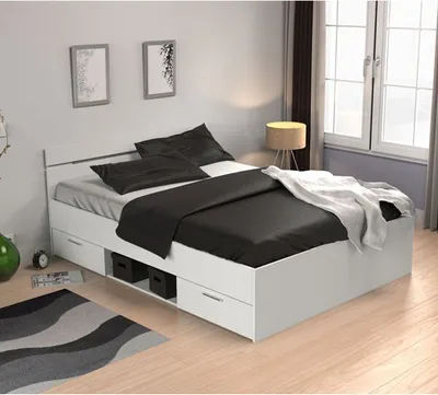 Zdjęcie produktu dla Łóżko 140x200 cm 2 szuflady i 1 otwarta komora W204,3 cm - MICHIGAN