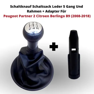 Immagine prodotto di Pomello del cambio Borsa del cambio in pelle 5 velocità e telaio + adattatore per Peugeot Partner 2 Citroen Berlingo B9 (2008-2018)