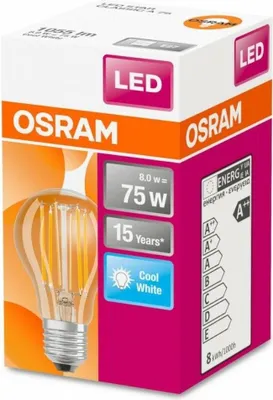 Image de Ampoule Led Standard Claire Filament 8w75 E27 Froid - Osram