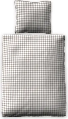 Produktbild von Jilda-Tex Satinbettwäsche 135x200 cm 100% Baumwolle Design "Quadrum Beige"