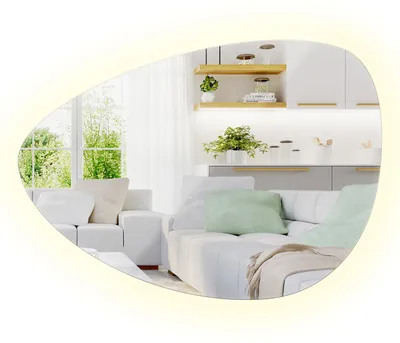 Produktbild von Moderner LED Badspiegel rahmenlos – 50x70 cm – neutralweiß 4000K – organischer Wandspiegel mit Beleuchtung für Badezimmer