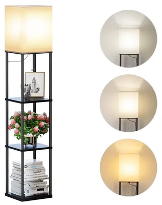 Standleuchte mit 3 Ablagen, LED, 3 Farbtemperaturen, schwarz