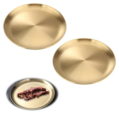Edelstahl-Servierschalen, gold, 2 Stück, 17 cm, rund