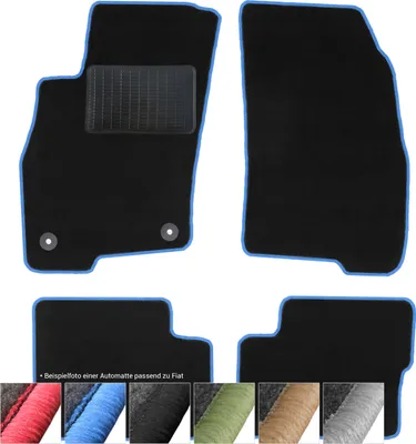 Image de Tapis de sol en velours pour voiture Tapis de voiture noir Set de 4 pièces pour Fiat Sedici Suzuki Swift II III SX4 (bleu - coutures décoratives)