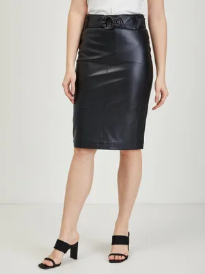 Produktbild von Schwarzer Damen-Kunstleder-Rock ORSAY - L