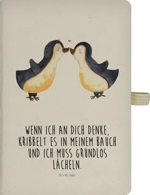 Produktbild von Mr. & Mrs. Panda notizbuch Pinguine Kuss - Transparent - Geschenk, Valentinstag, Freund, Freundin, Tagebuch, für Partner, Hochzeitstag, Reisetagebuch, A5, Frauen, Journal
