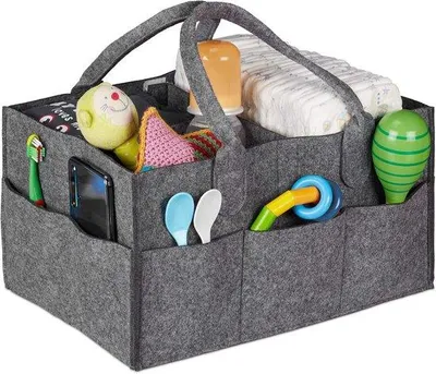 Produktbild von Famanu Wickeltasche mit 11 Fächern – dunkelgrau