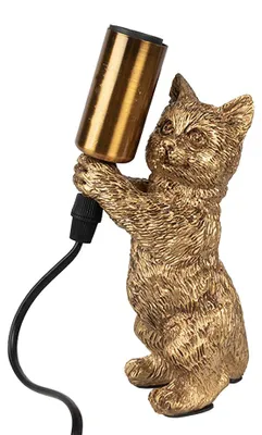 Produktbild von Clayre & Eef Tischlampe Katze 9x9x18 cm Goldfarbig Kunststoff