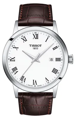Produktbild von Tissot Herren Armbanduhr T129.410.16.013.00 Classic Dream 42mm Edelstahl mit dunkelbraunem Lederband