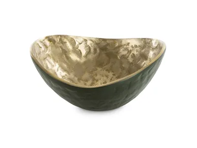 Zdjęcie produktu dla Metalowa, metalowa miska, owalna 22 x 10 cm, złoto-zielona, ZA-405672