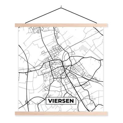 Produktbild von MuchoWow® Textilposter Viersen - Karte - Stadtplan 60x60 cm mit holzfarbenen Rahmen - Wanddekoration
