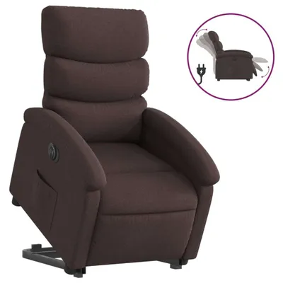 Image de Fauteuil inclinable électrique marron foncé tissu