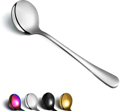 Produktbild von Unyqoos® 6‑teiliges Suppenlöffel-Set aus hochwertigem, glänzendem Edelstahl – zeitloses Design, spülmaschinenfest, spiegelpoliert