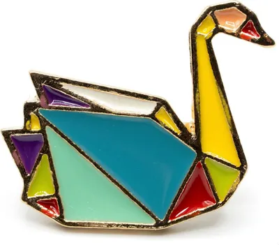 Produktbild von Schwan Origami Brosche Miniblings Anstecknadel Pin Emaille Tier See modern
