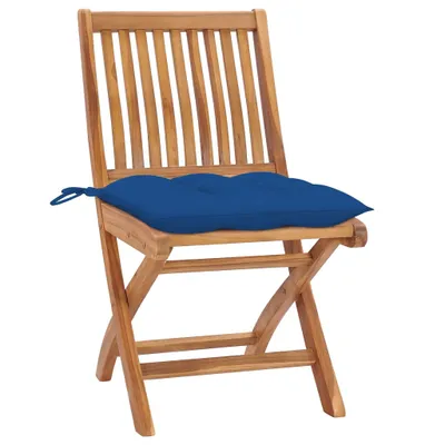 Image de vidaXL Chaises de jardin pliantes avec coussins 4 pcs. Bois massif teck