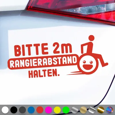 Produktbild von PantherPixel 2m Rangierabstand Aufkleber Halten Rollstuhlfahrer Sticker Auto Geschenkidee Farbe Rot