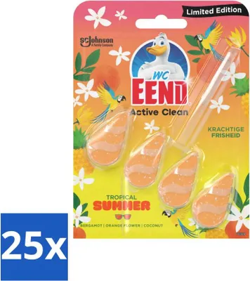 Produktbild von WC-Ente - Active Clean Tropical Summer - Toilettenstein - Sommerfrische - 38 gr - Vorteilspack - 25 Stücke