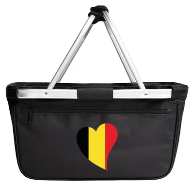 Produktbild von Huuraa Einkaufskorb Belgien Flagge Herz 20 Liter Black faltbarer Tragekorb Geschenkidee