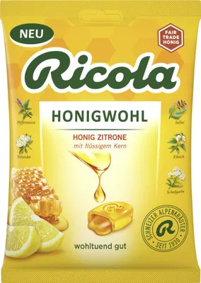 Zdjęcie produktu dla Ricola Honigwohl cytryna z cukrem kojąco odświeżające opakowanie 68g