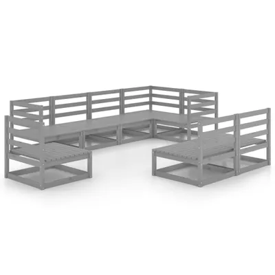 Produktbild von 8-tlg. Garten-Lounge-Set Grau Massivholz Kiefer