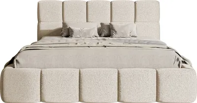 Image de Selsey Cloudy - Lit avec cadre rembourré, housse chenille beige clair, 160 cm