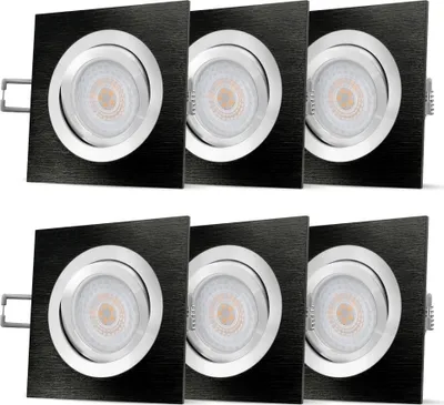 Produktbild von SSC-LUXon QF-2 Deckeneinbauleuchte LED flach Set 230 V 4W neutralweiß fourSTEP - 6 Stück Downlight schwarz eckig schwenkbar