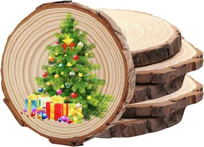 Produktbild von Famanu Holzscheiben zum Basteln - 6 Stück runde Baumscheiben - ohne Loch - 18-20 cm Durchmesser