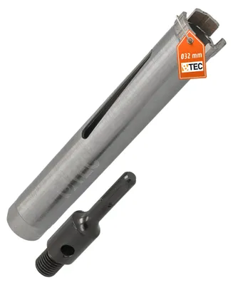 Produktbild von Diamantbohrkrone Ø 32 mm Nutzlänge 180 mm mit SDS+-Aufnahme 100 mm Segmenthöhe 10 mm Diamant Bohrkrone Trockenbohrkrone Kernbohrer Betonbohrkrone Kernbohrkrone BTEC